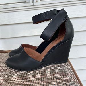 Jeffrey Campbell Tatum Wedge Heel Leather Ankle Strap Shoe